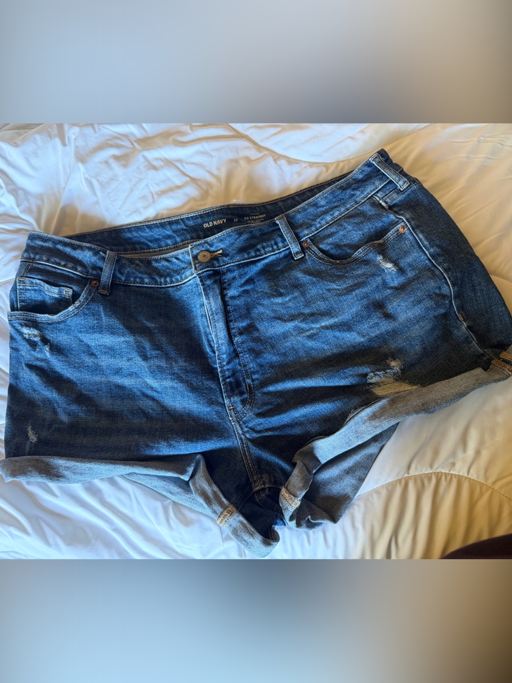 Dark Blue Distressed Women’s Jeans Shorts